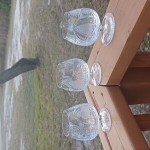 Vintage Bielecki Krystal Hand Cut Brandy Cognac Snifters Set Of 3